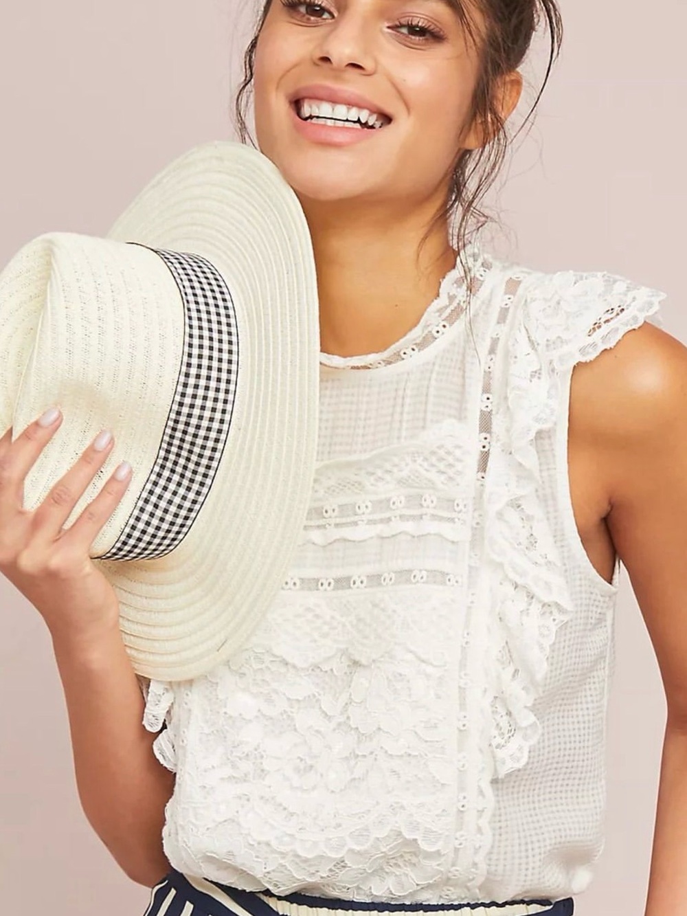 Anthropologie x Maeve Victoria Blouse white lace sleeveless - Picture 2 of 7